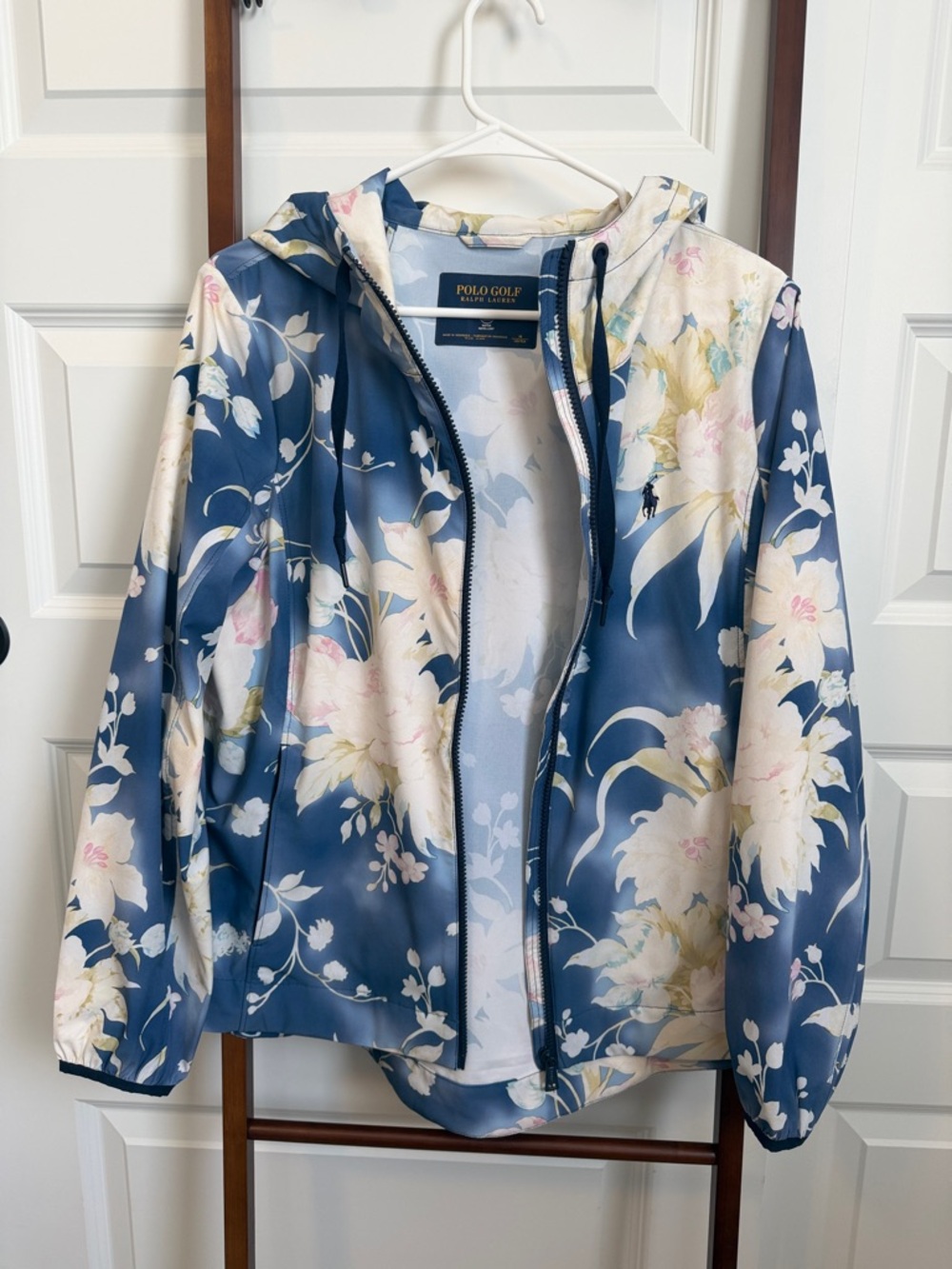 Polo Golf Floral Hooded Jacket - Blue/White